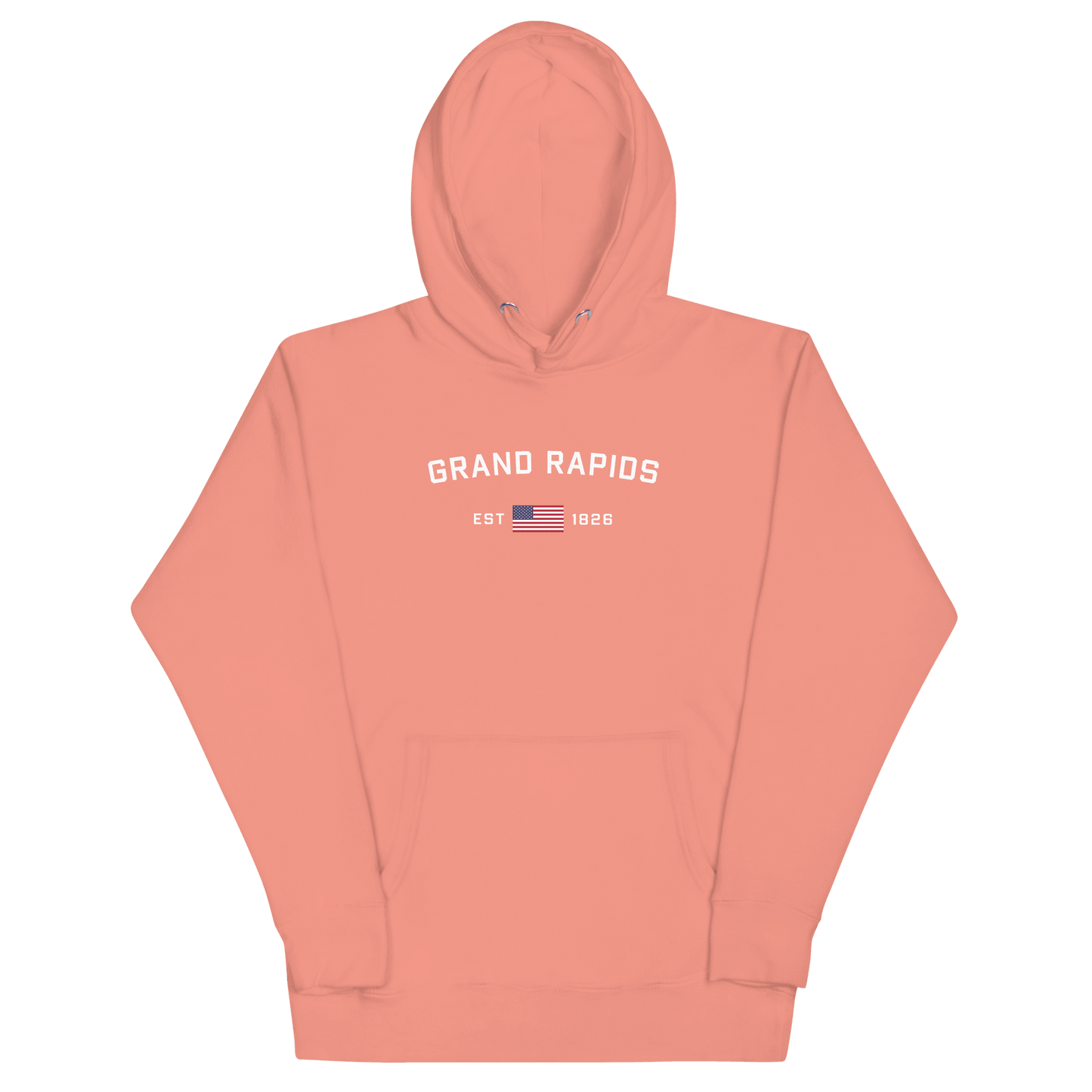 'Grand Rapids EST 1826' Hoodie (w/ USA Flag Outline) | Unisex Premium - Circumspice Michigan