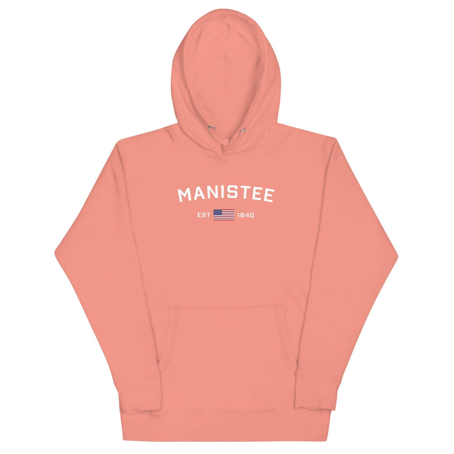 'Manistee EST 1840' Hoodie (w/USA Flag Outline) | Unisex Premium - Circumspice Michigan