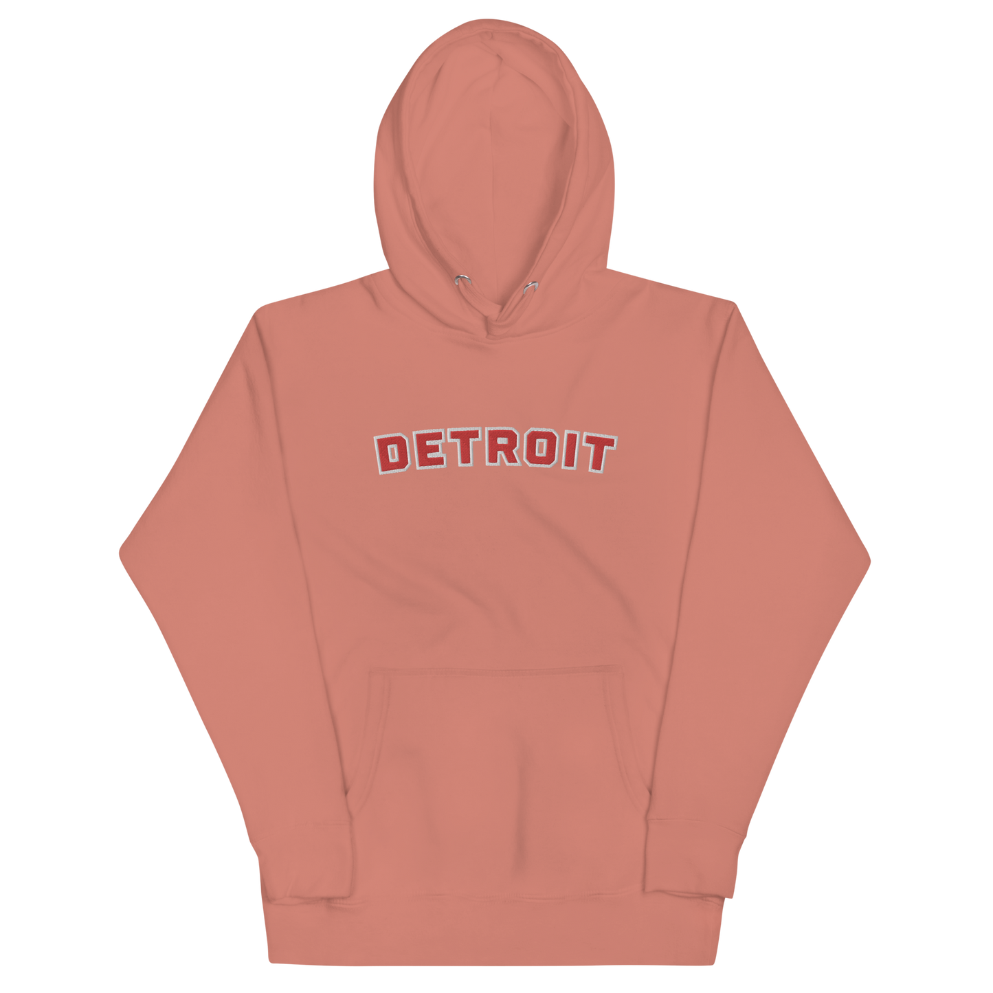 'Detroit' Unisex Premium Hoodie (Athletic Font) | Red Embroidery