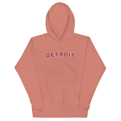 'Detroit' Unisex Premium Hoodie (Athletic Font) | Red Embroidery