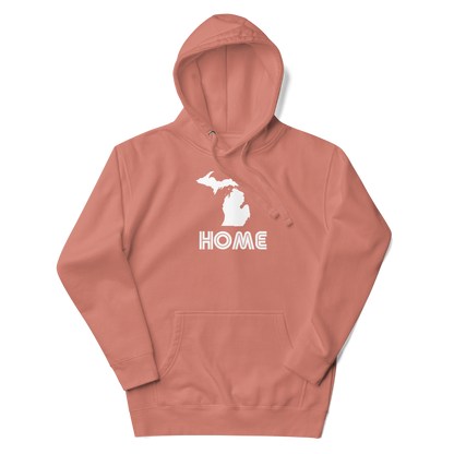 Michigan 'Home' Unisex Premium Hoodie (1970s Audiophile Font w/MI Outline)