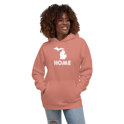 Michigan 'Home' Unisex Premium Hoodie (1970s Audiophile Font w/MI Outline)