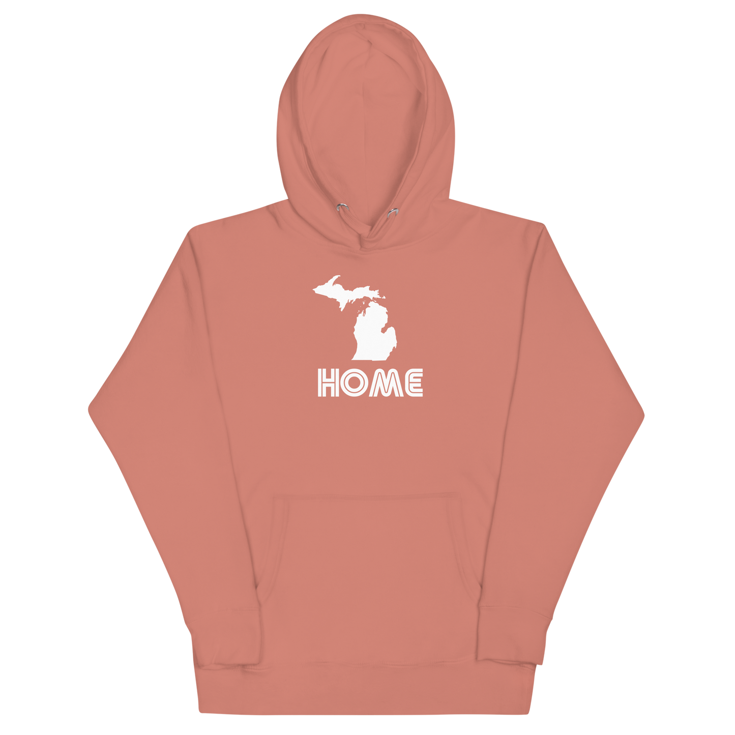 Michigan 'Home' Unisex Premium Hoodie (1970s Audiophile Font w/MI Outline)