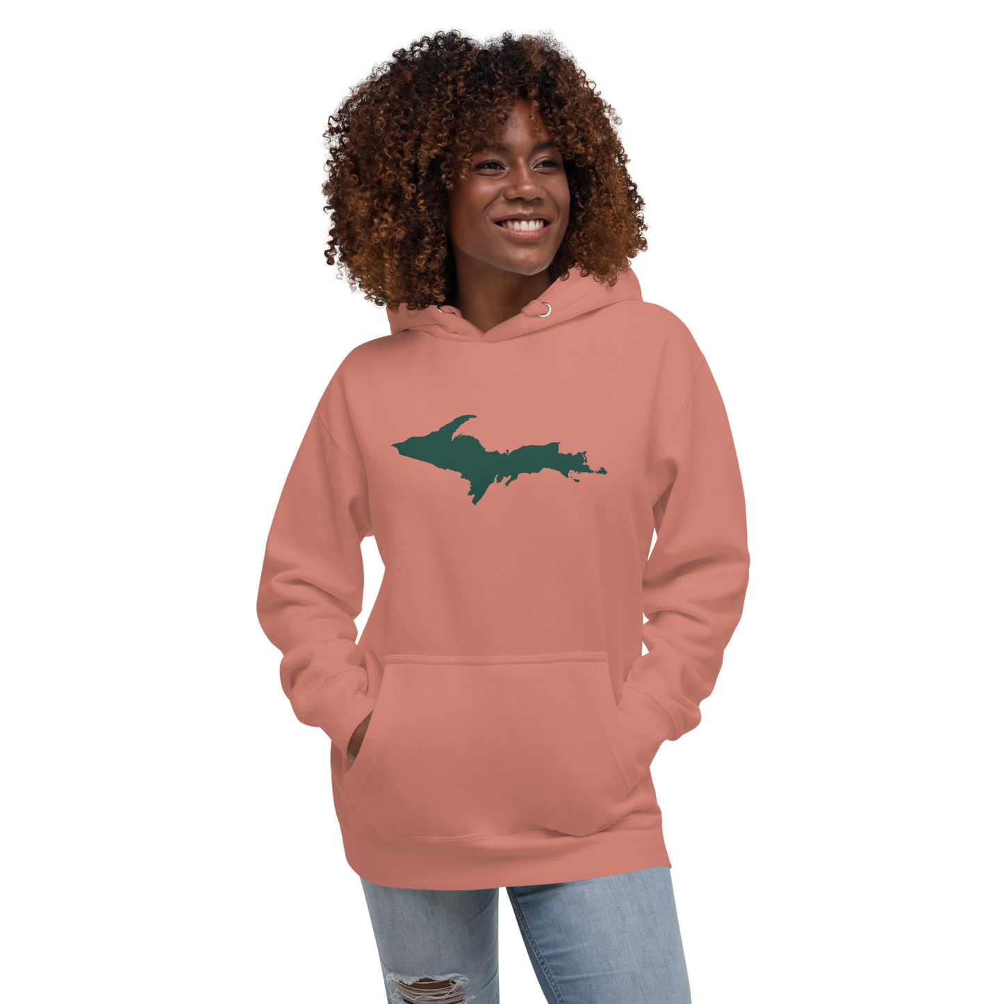 Michigan Upper Peninsula Hoodie (w/ Green UP Outline) | Unisex Premium