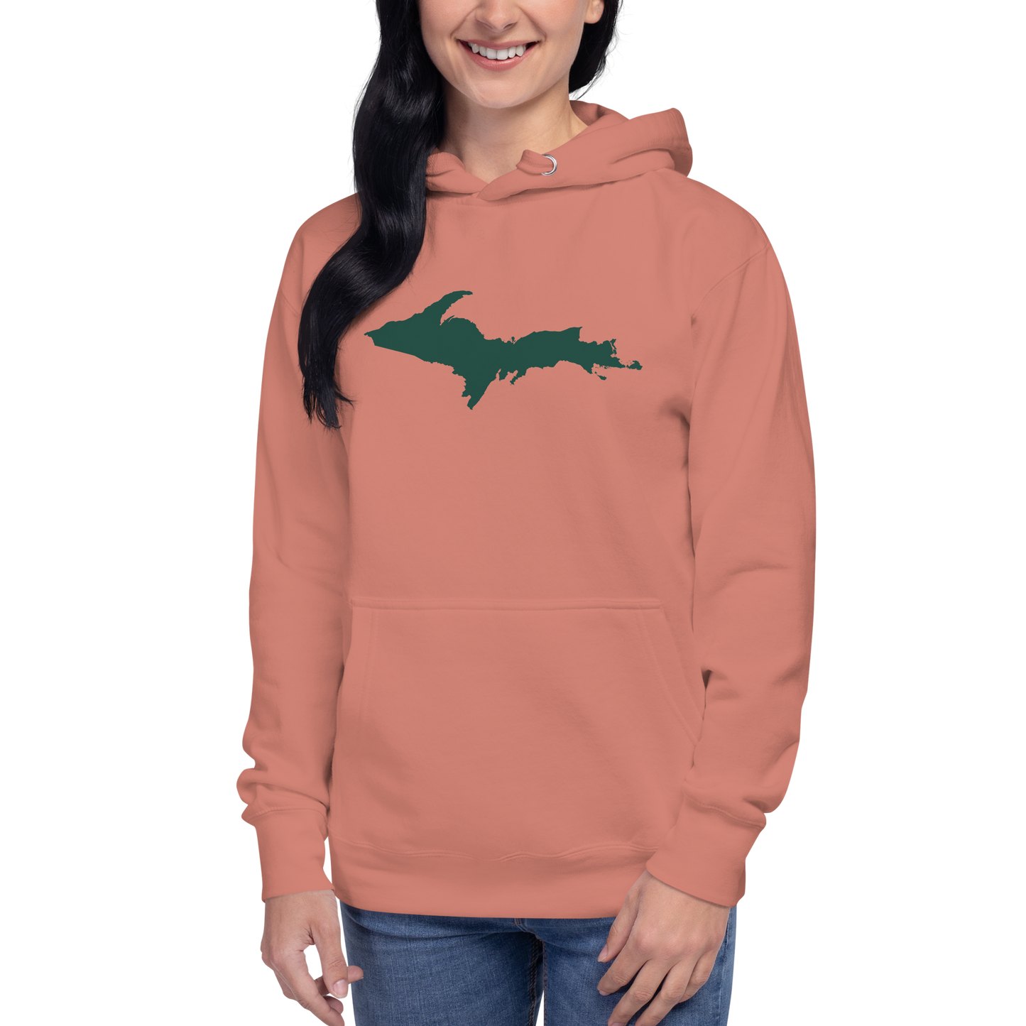 Michigan Upper Peninsula Hoodie (w/ Green UP Outline) | Unisex Premium