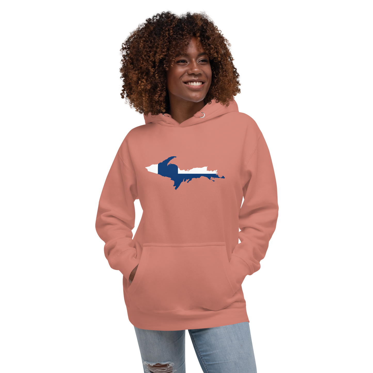 Michigan Upper Peninsula Hoodie (w/ UP Finland Flag Outline) | Unisex Premium