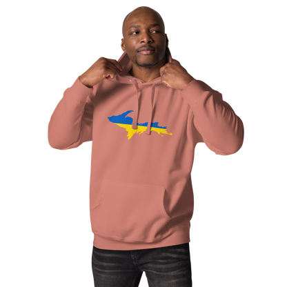 Michigan Upper Peninsula Hoodie (w/ UP Ukraine Flag Outline) | Unisex Premium