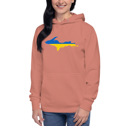 Michigan Upper Peninsula Hoodie (w/ UP Ukraine Flag Outline) | Unisex Premium