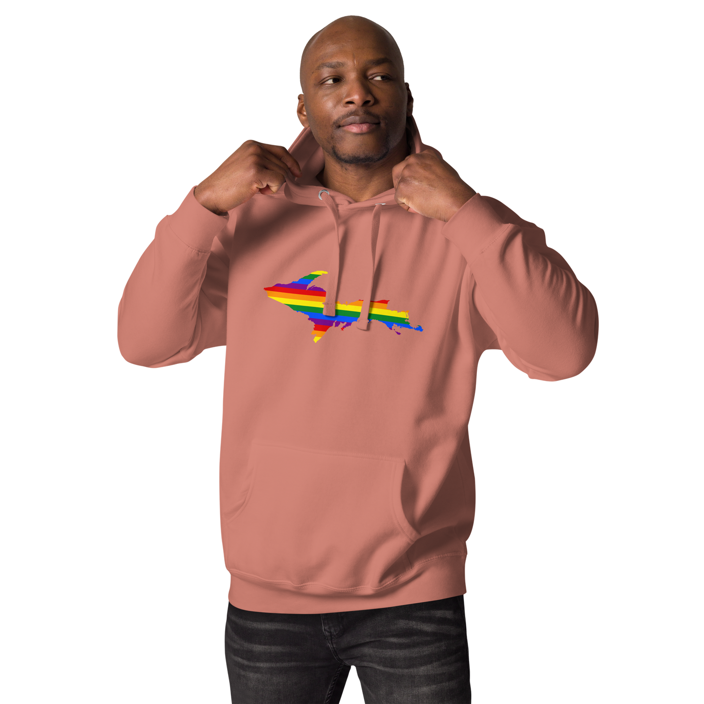 Michigan Upper Peninsula Hoodie (w/ UP Pride Flag Outline) | Unisex Premium