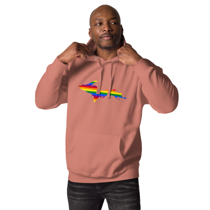 Michigan Upper Peninsula Hoodie (w/ UP Pride Flag Outline) | Unisex Premium