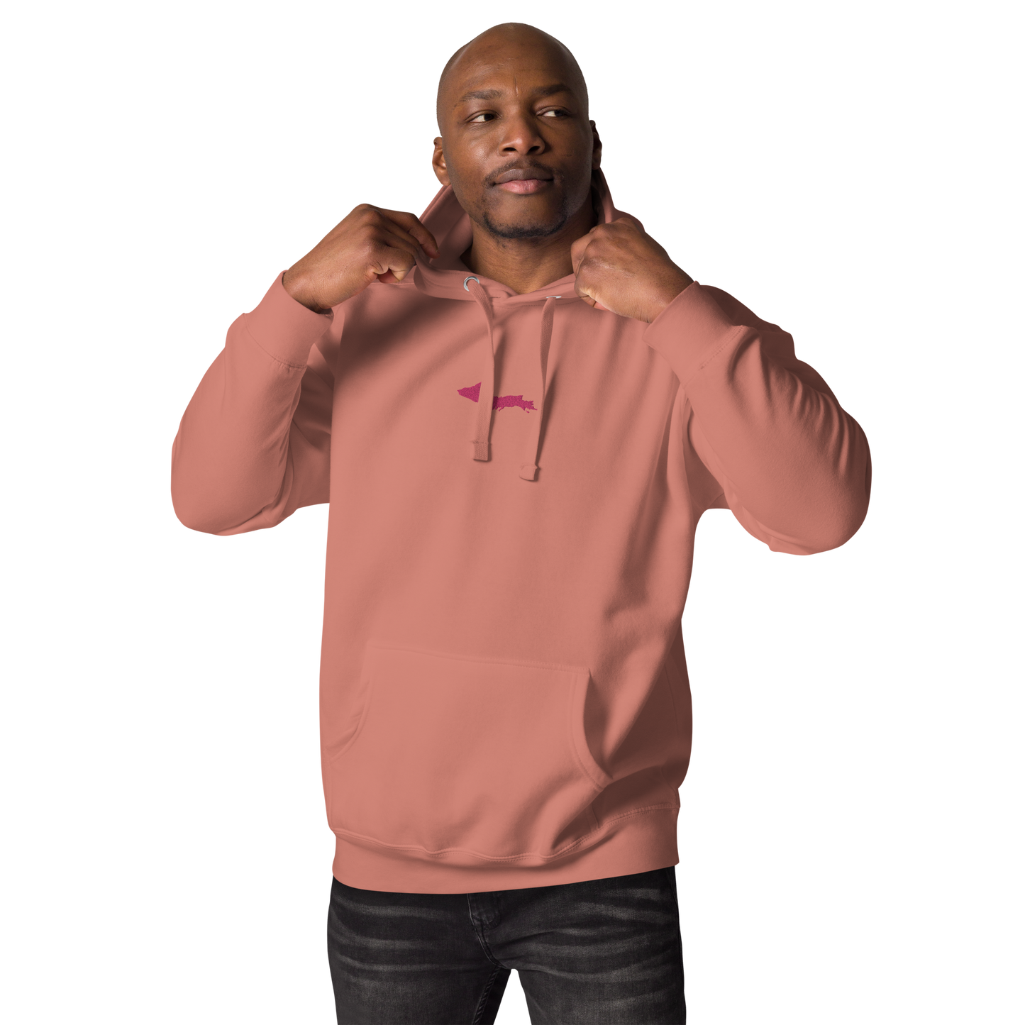 Michigan Upper Peninsula Hoodie (w/ Embroidered Pink UP Outline) | Unisex Premium