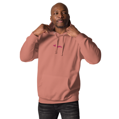 Michigan Upper Peninsula Hoodie (w/ Embroidered Pink UP Outline) | Unisex Premium