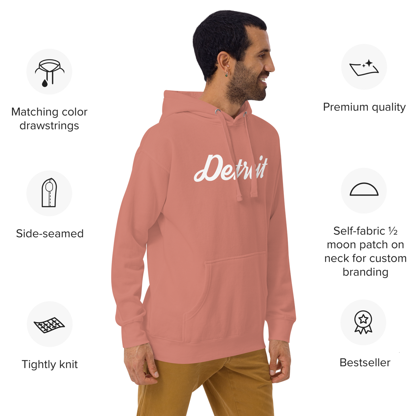 'Detroit' Unisex Premium Hoodie (Script Font)