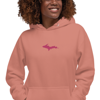 Michigan Upper Peninsula Hoodie (w/ Embroidered Pink UP Outline) | Unisex Premium