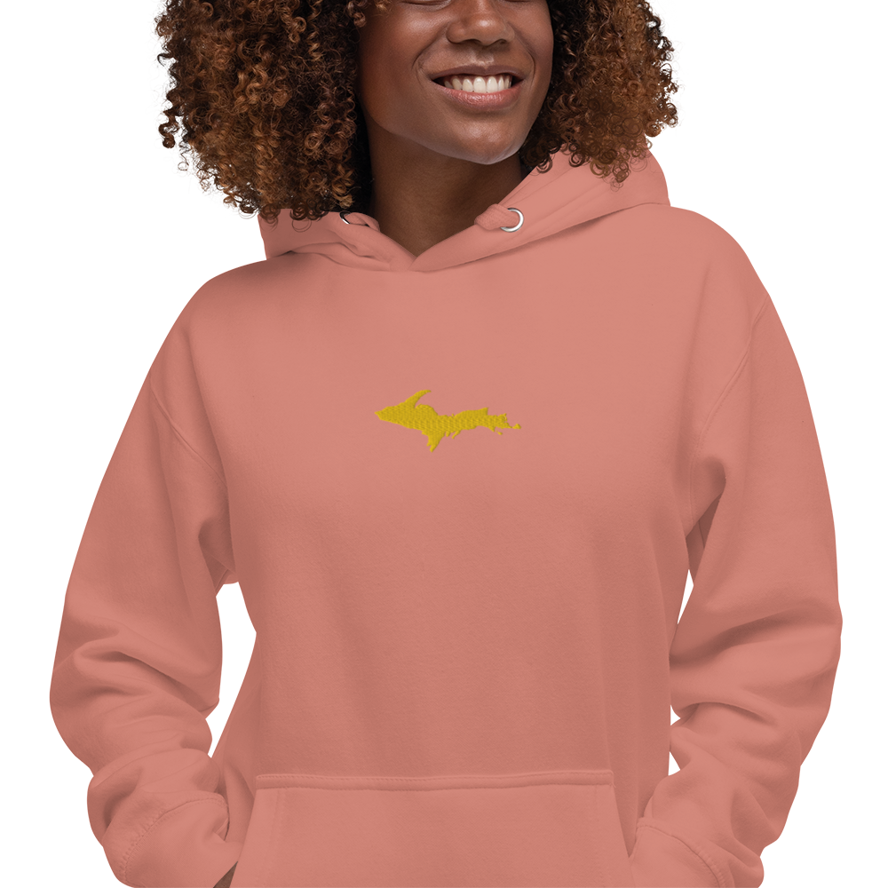 Michigan Upper Peninsula Hoodie (w/ Embroidered Gold UP Outline) | Unisex Premium