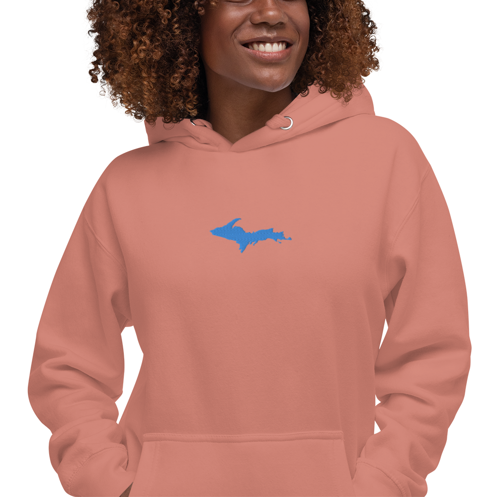 Michigan Upper Peninsula Hoodie (w/ Embroidered Azure UP Outline) | Unisex Premium