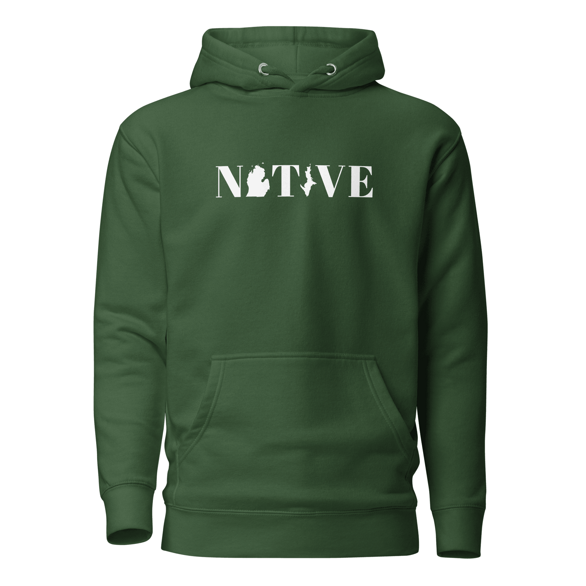 Michigan 'Native' Hoodie (White/Navy Didone Font) | Unisex Premium - Circumspice Michigan