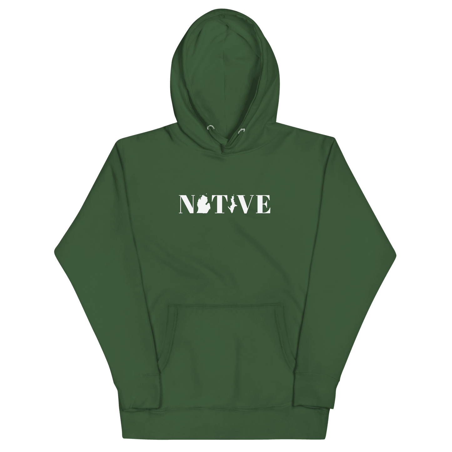 Michigan 'Native' Hoodie (White/Navy Didone Font) | Unisex Premium - Circumspice Michigan