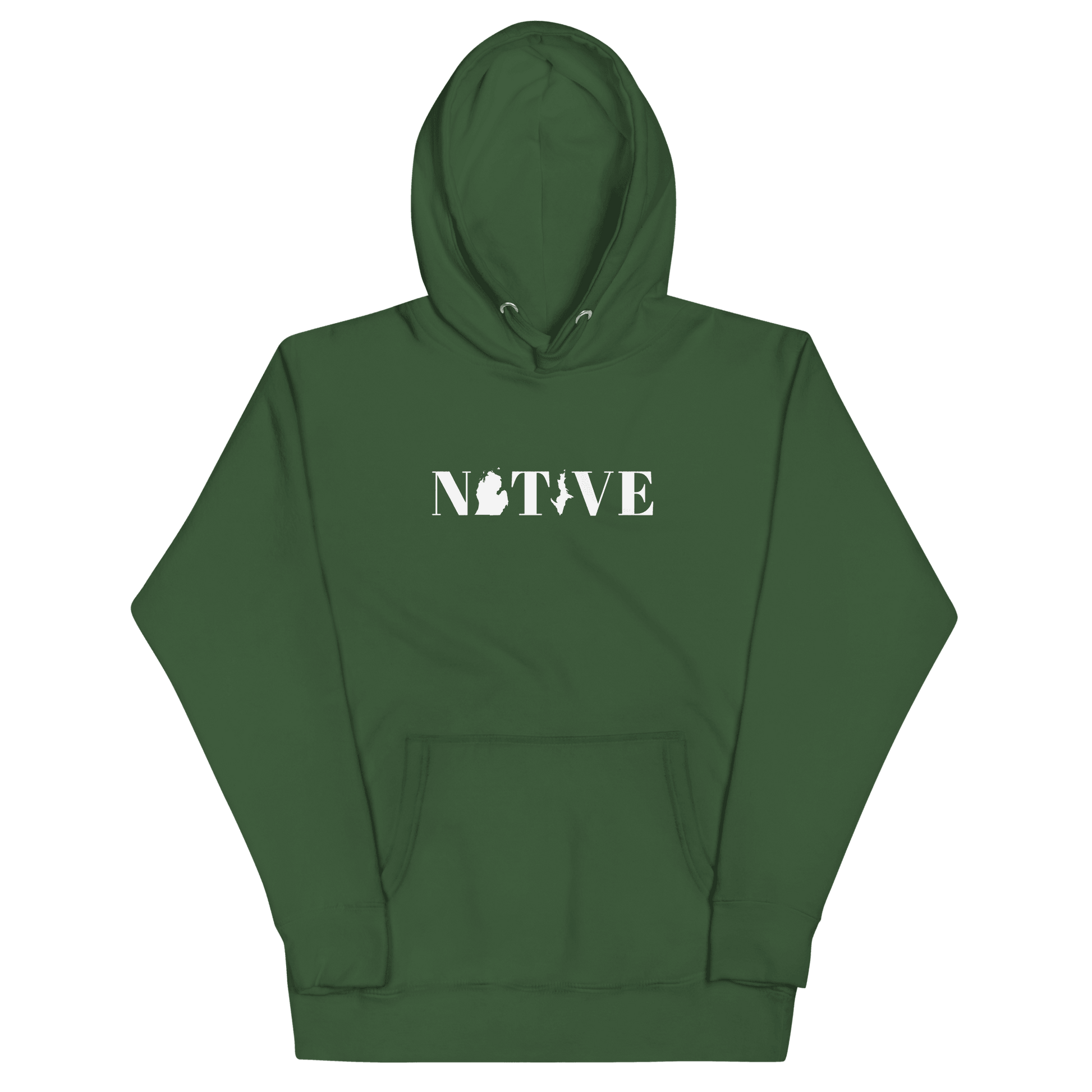 Michigan 'Native' Hoodie (White/Navy Didone Font) | Unisex Premium - Circumspice Michigan