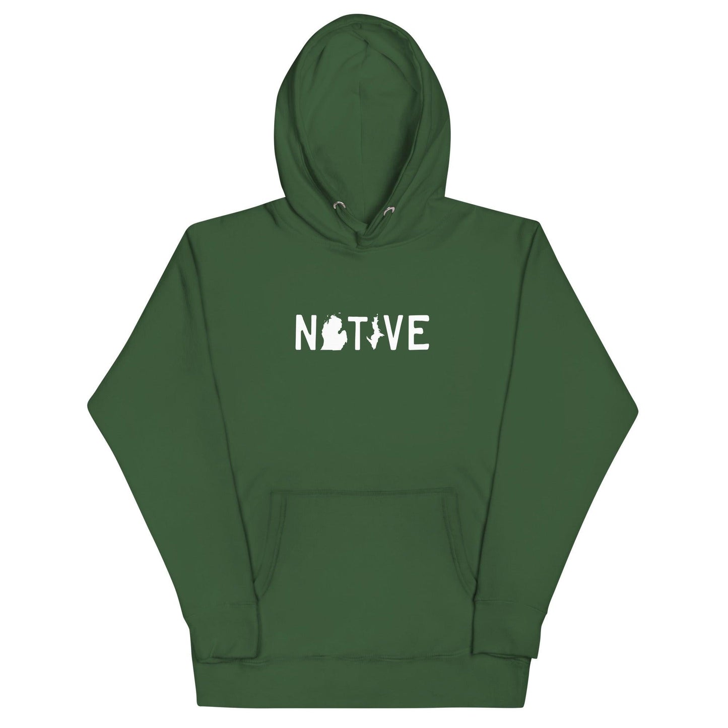 Michigan 'Native' Hoodie (White/Navy Licence Plate Font) | Unisex Premium - Circumspice Michigan