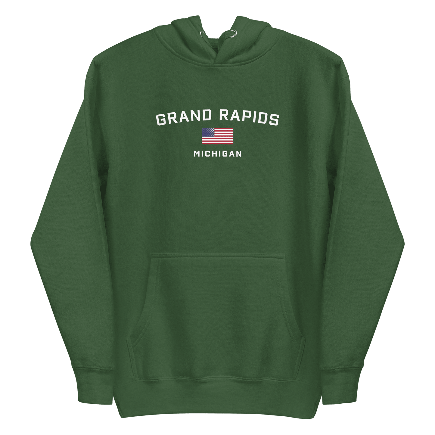 'Grand Rapids Michigan' Hoodie (w/ USA Flag) | Unisex Premium - Circumspice Michigan