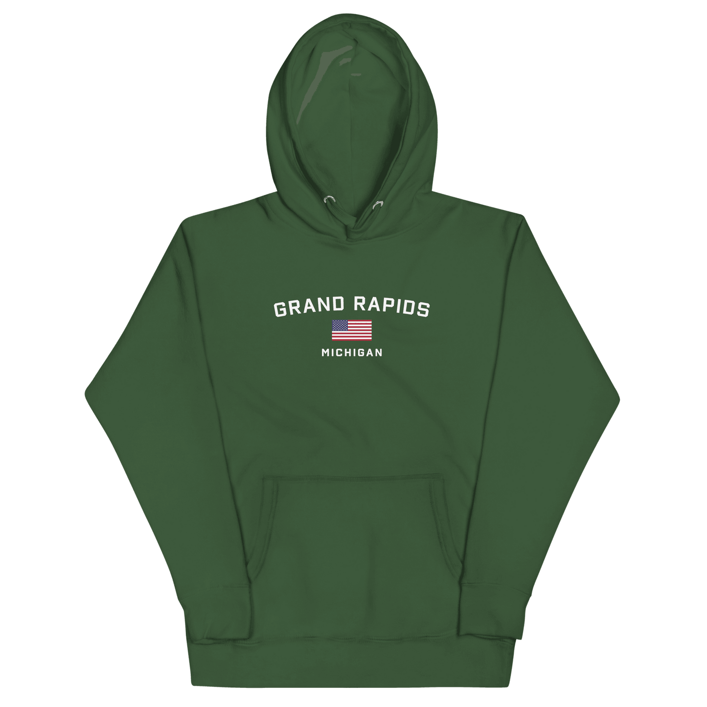 'Grand Rapids Michigan' Hoodie (w/ USA Flag) | Unisex Premium - Circumspice Michigan