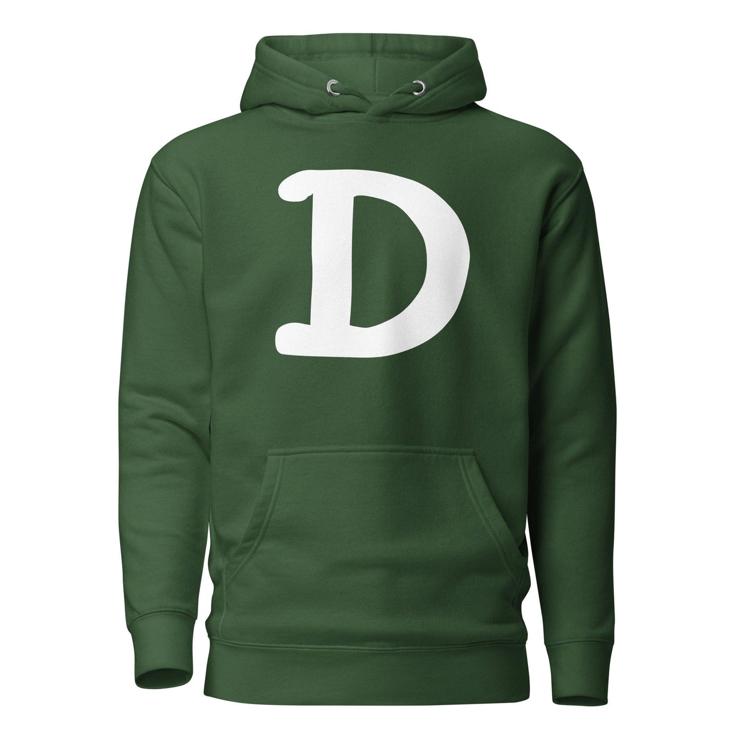 Detroit 'Old French D' Hoodie (White/Navy Full Body Outline) | Unisex Premium - Circumspice Michigan