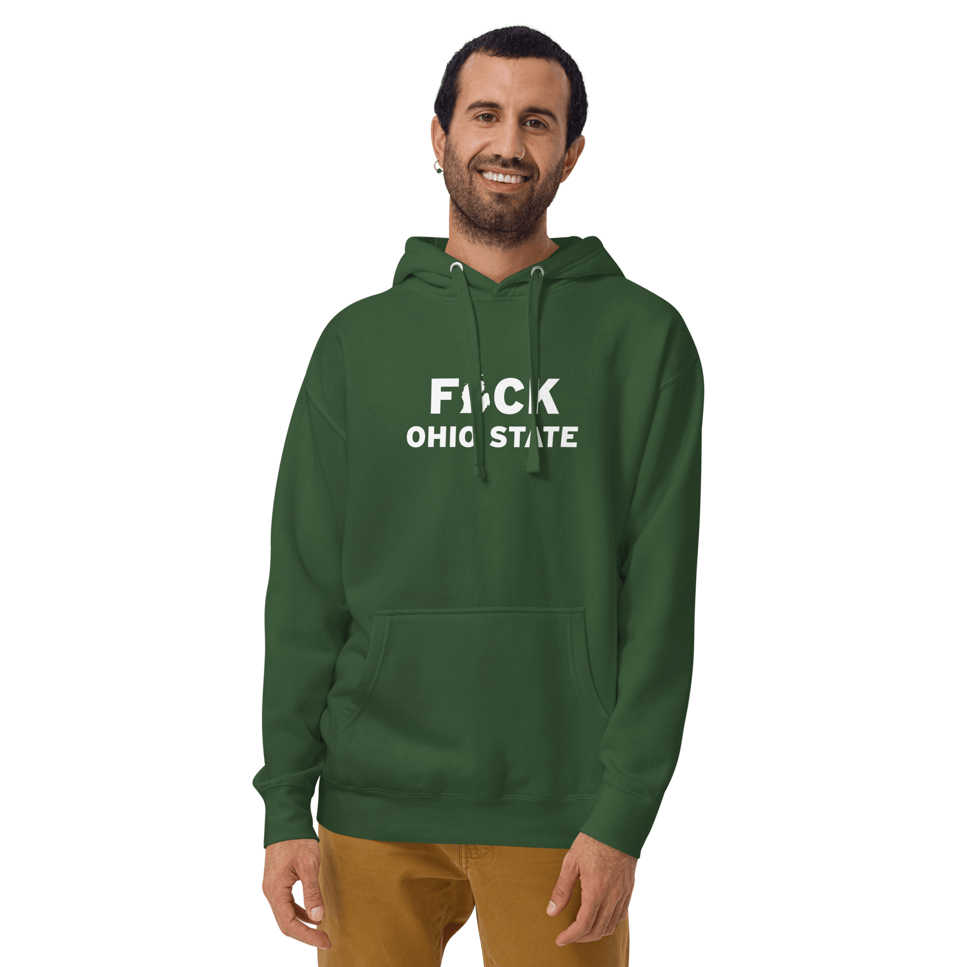 'F*ck Ohio State' Hoodie (White/Navy Type w/ Lower Peninsula Outline ) | Unisex Premium - Circumspice Michigan