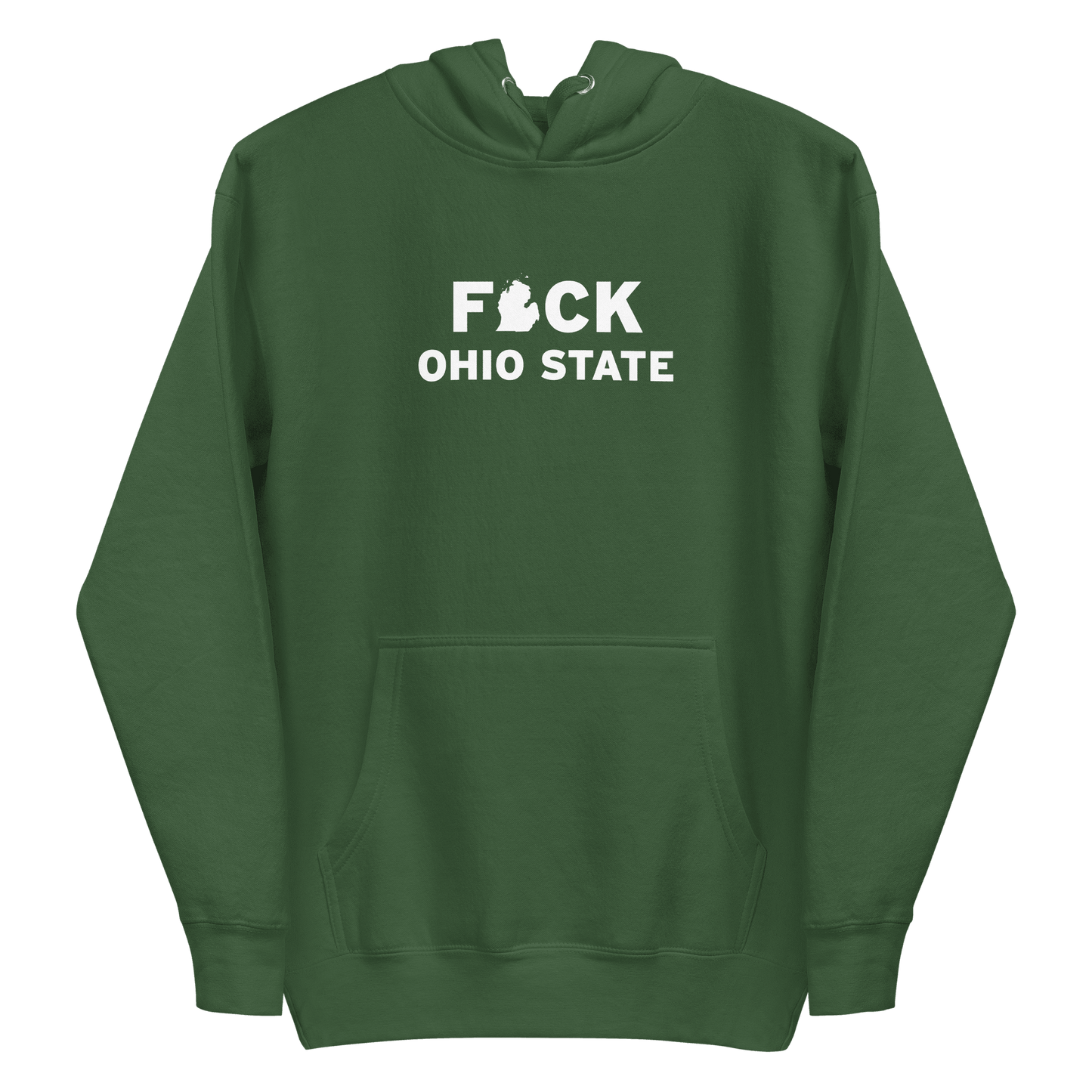 'F*ck Ohio State' Hoodie (White/Navy Type w/ Lower Peninsula Outline ) | Unisex Premium - Circumspice Michigan