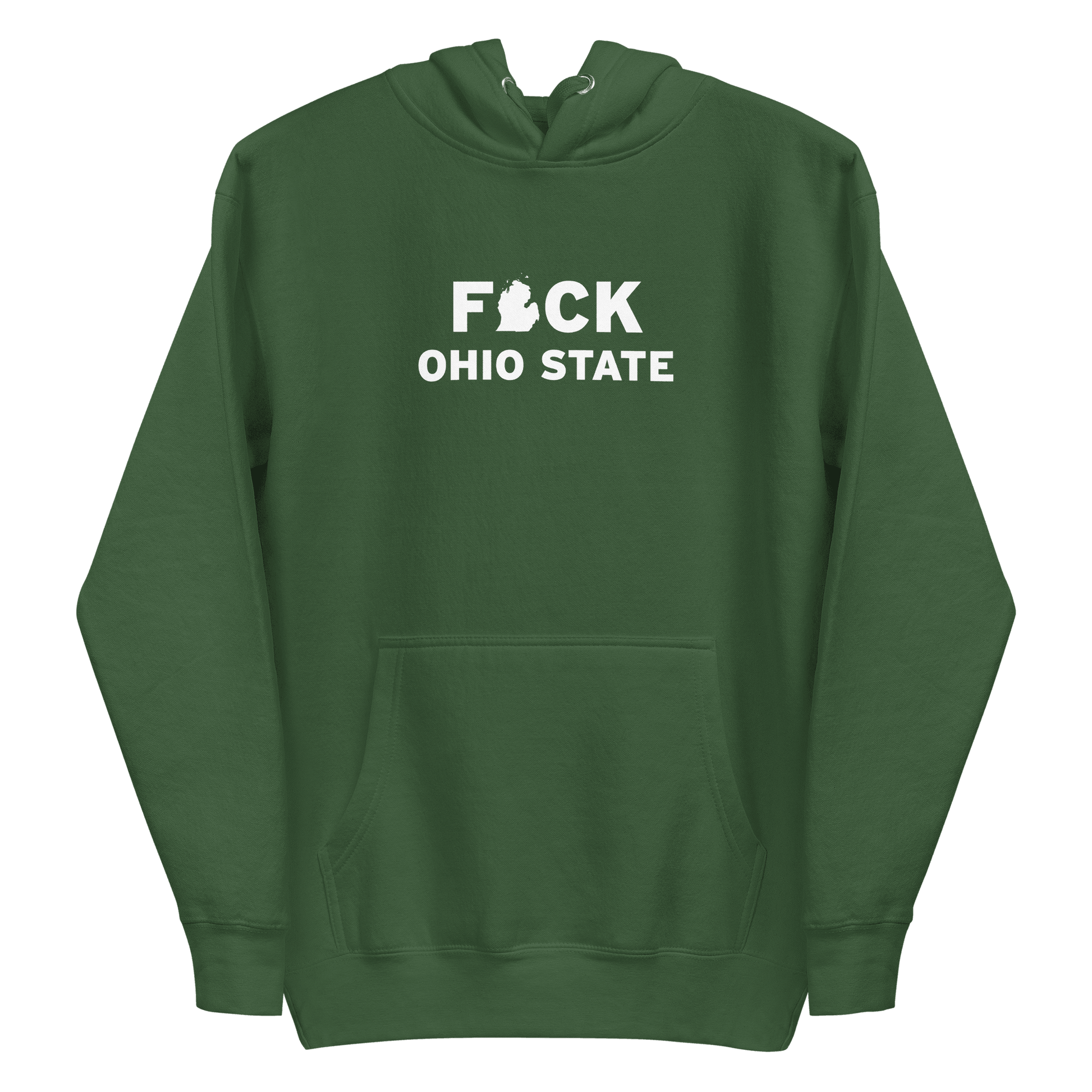 'F*ck Ohio State' Hoodie (White/Navy Type w/ Lower Peninsula Outline ) | Unisex Premium - Circumspice Michigan