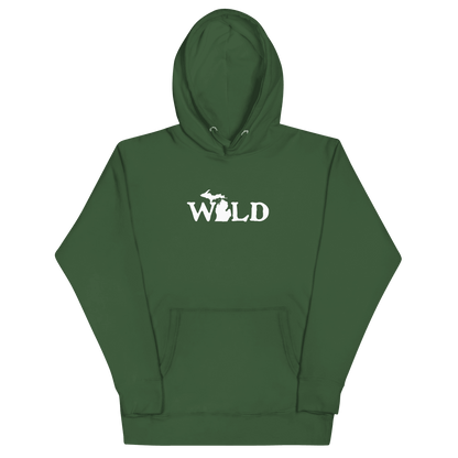 Michigan 'Wild' Hoodie (Woodcut Font w/ MI Outline) | Unisex Premium - Circumspice Michigan