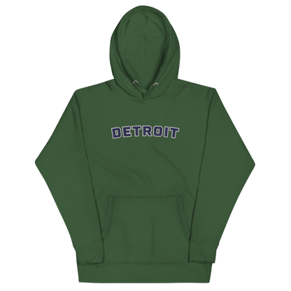 'Detroit' Unisex Premium Hoodie (Athletic Font) | Navy Embroidery