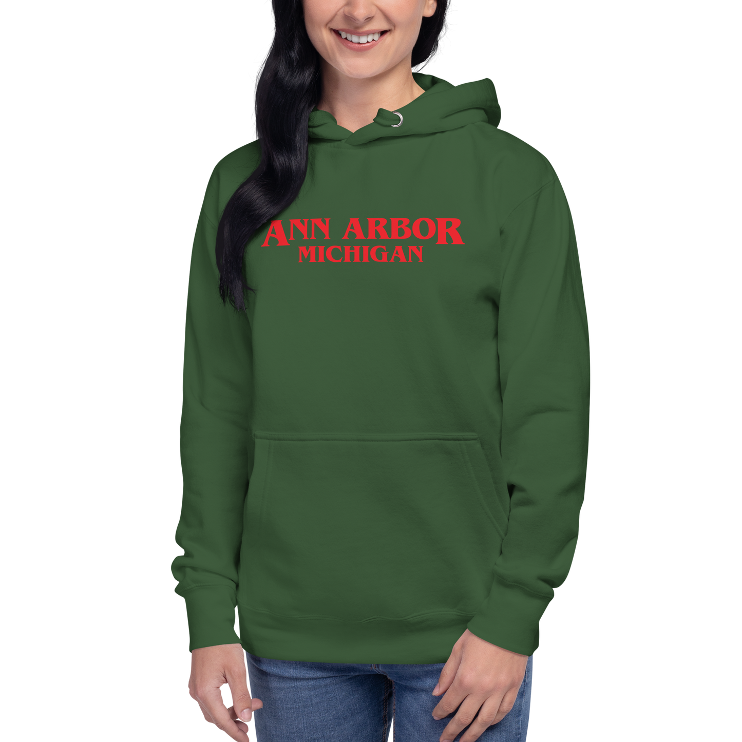 'Ann Arbor Michigan' Unisex Premium Hoodie (1980s Drama Parody)