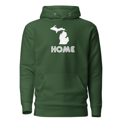 Michigan 'Home' Unisex Premium Hoodie (1970s Audiophile Font w/MI Outline)