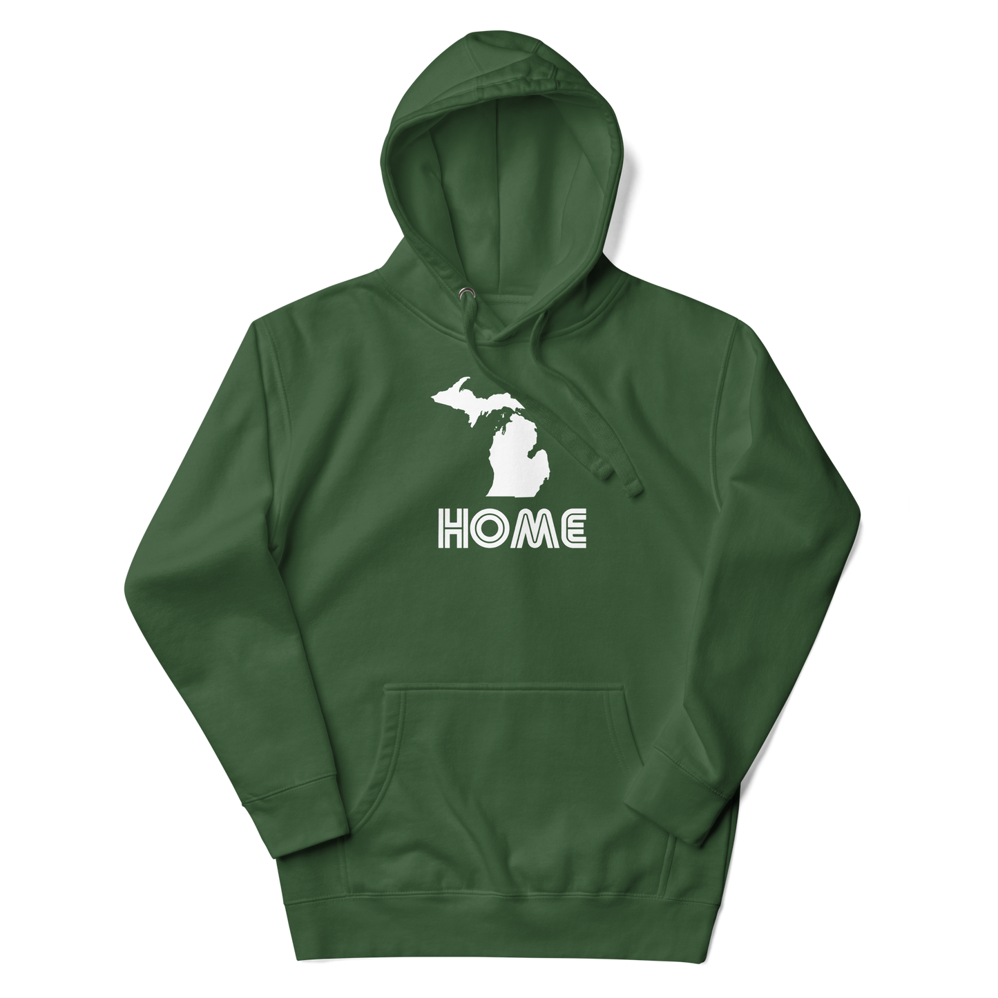 Michigan 'Home' Unisex Premium Hoodie (1970s Audiophile Font w/MI Outline)