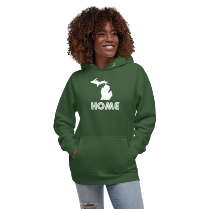 Michigan 'Home' Unisex Premium Hoodie (1970s Audiophile Font w/MI Outline)