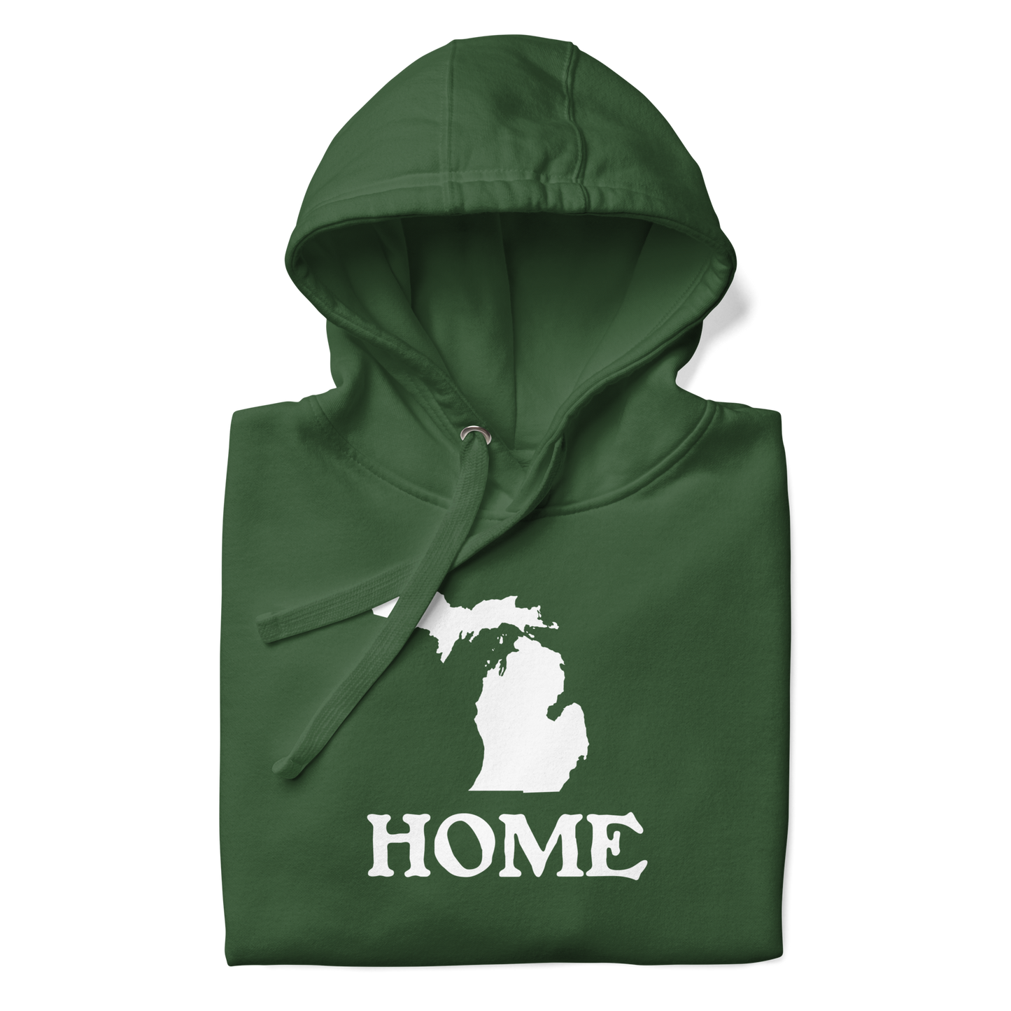 Michigan 'Home' Unisex Premium Hoodie (Woodcut Font w/ MI Outline)