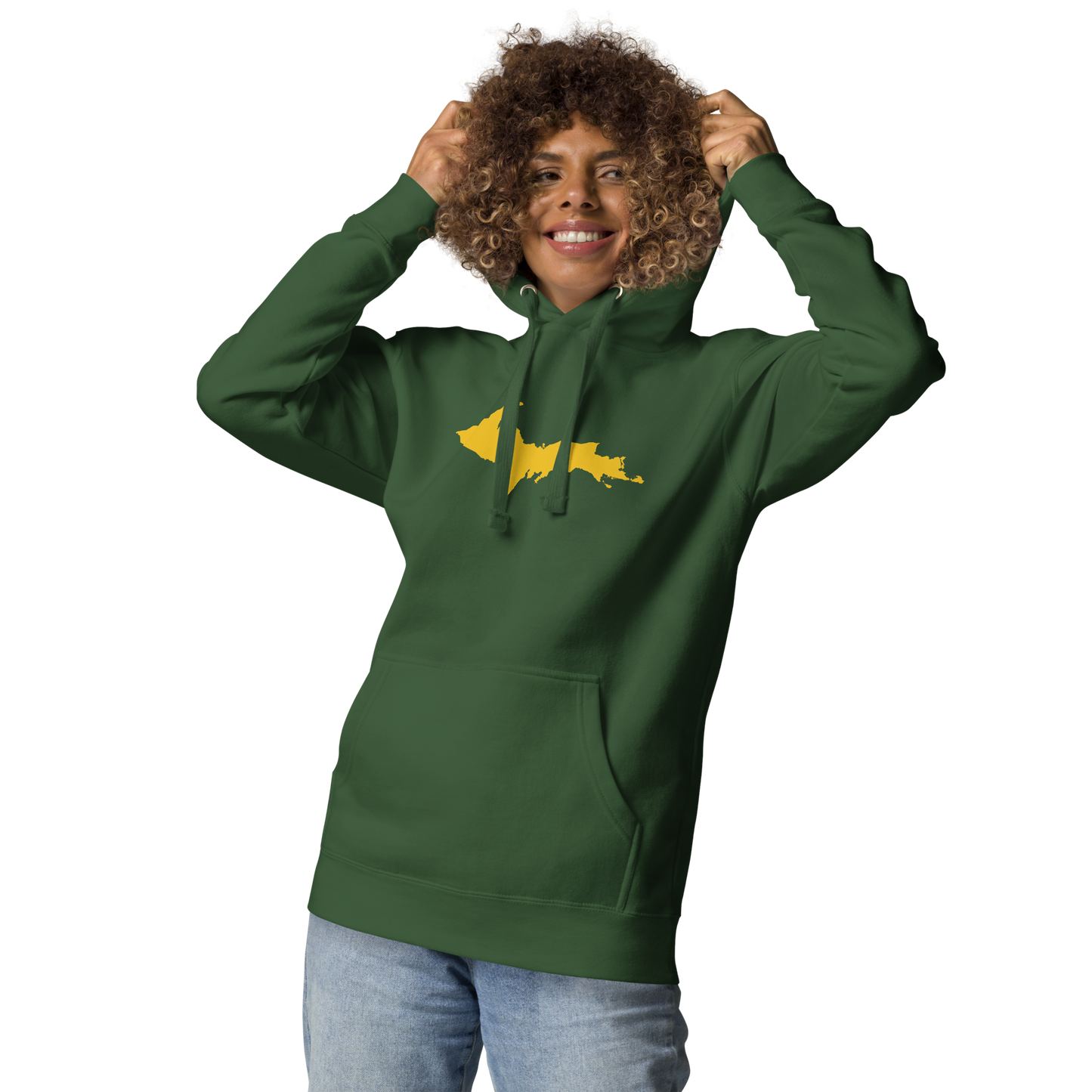 Upper Peninsula Hoodie (w/ Gold UP Outline) | Unisex Premium