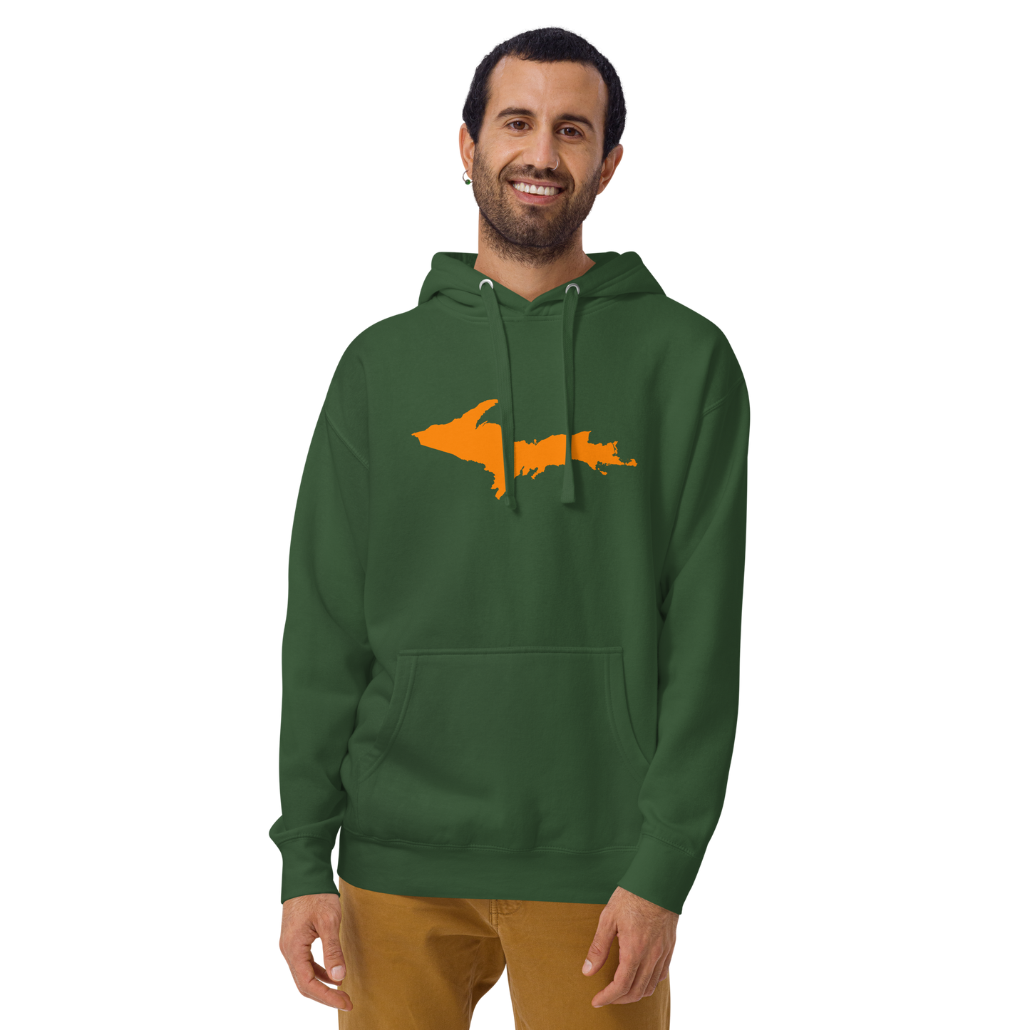 Michigan Upper Peninsula Hoodie (w/ Orange UP Outline) | Unisex Premium