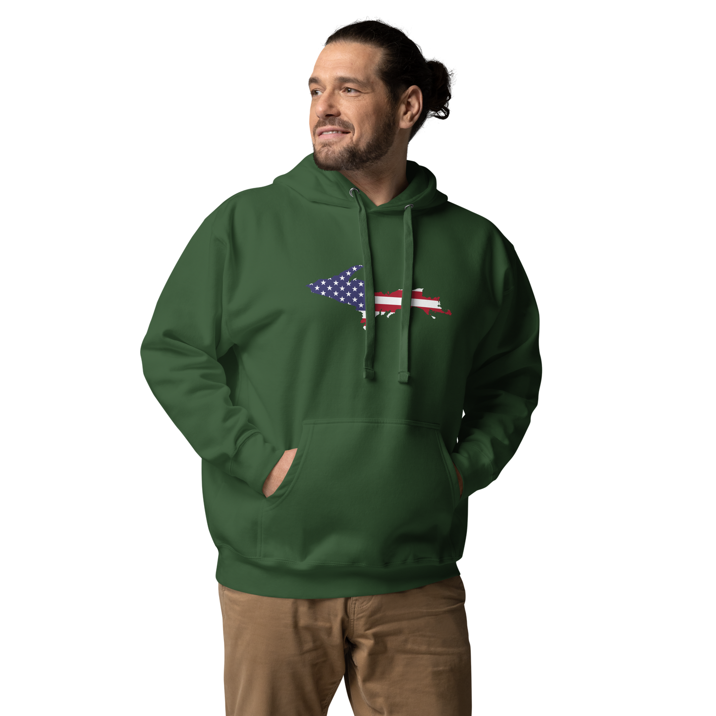 Michigan Upper Peninsula Hoodie (w/ UP USA Flag Outline) | Unisex Premium