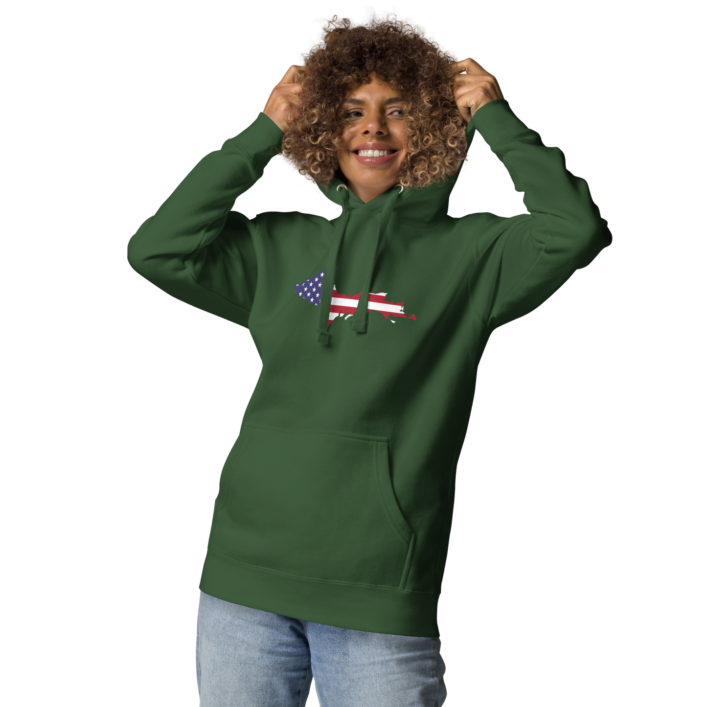 Michigan Upper Peninsula Hoodie (w/ UP USA Flag Outline) | Unisex Premium