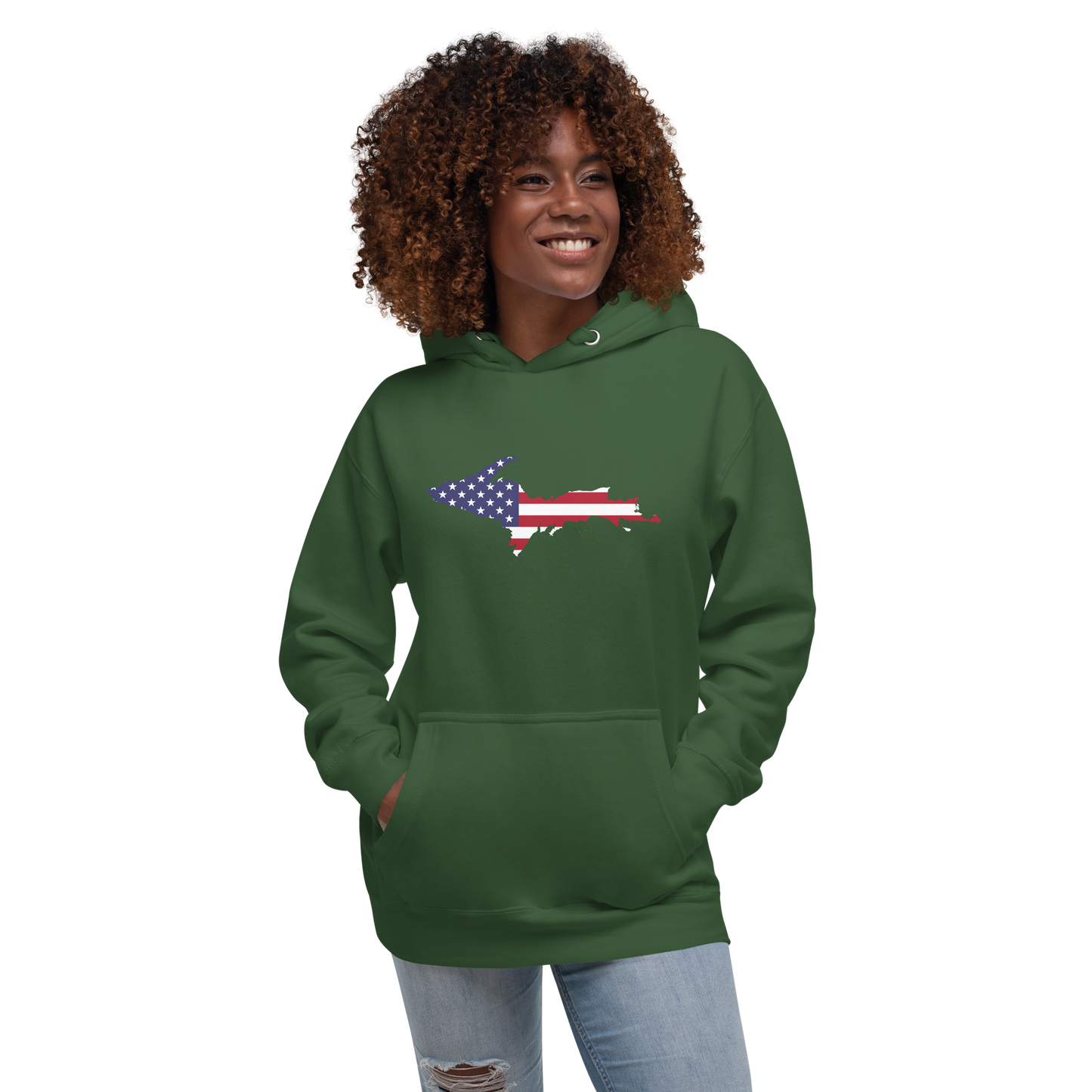 Michigan Upper Peninsula Hoodie (w/ UP USA Flag Outline) | Unisex Premium