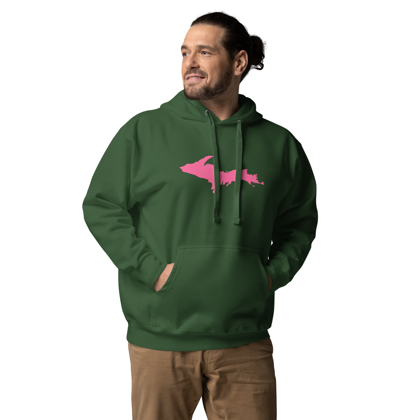 Michigan Upper Peninsula Hoodie (w/ Pink UP Outline) | Unisex Premium