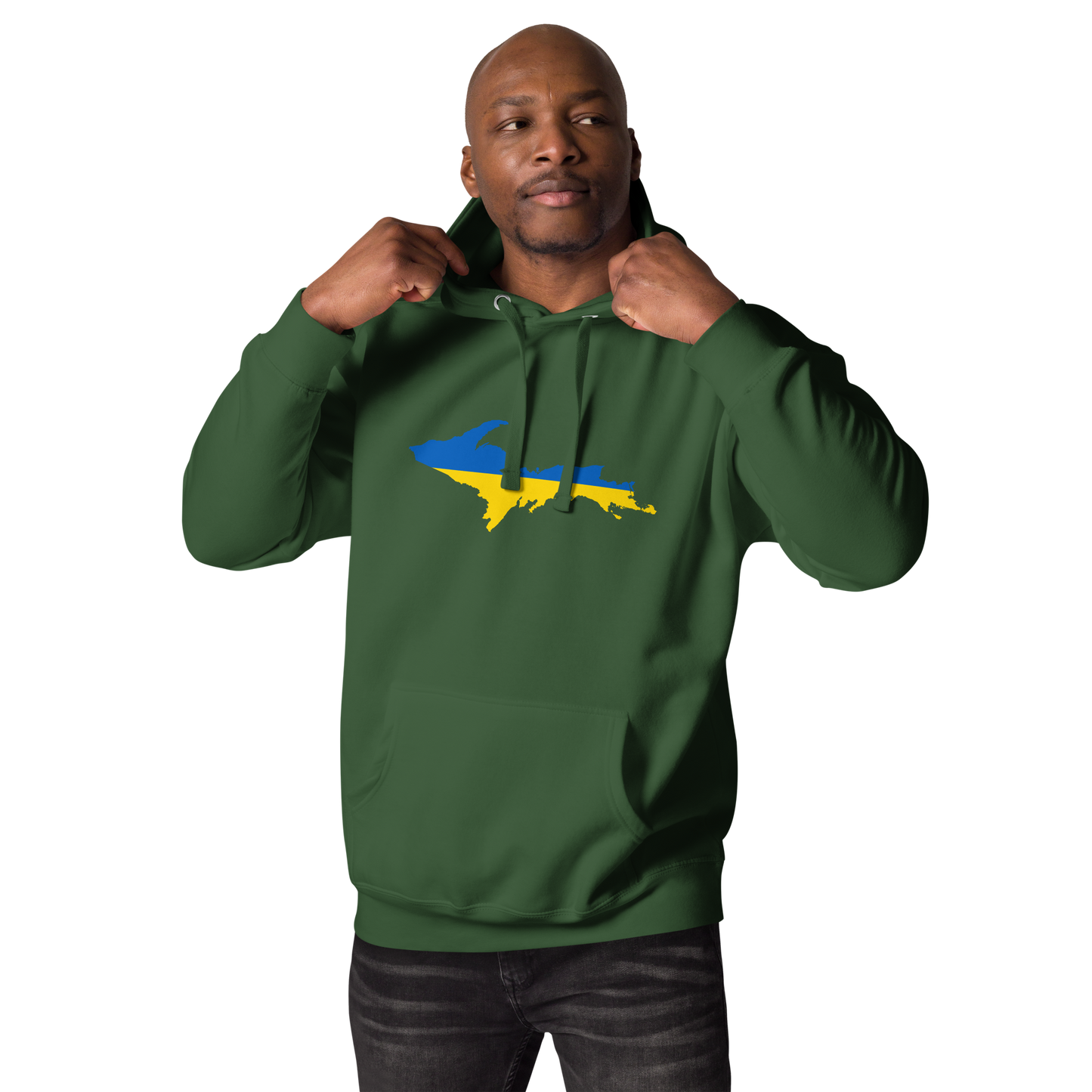 Michigan Upper Peninsula Hoodie (w/ UP Ukraine Flag Outline) | Unisex Premium