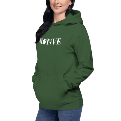 Michigan 'Native' Hoodie (White/Navy Didone Font) | Unisex Premium - Circumspice Michigan