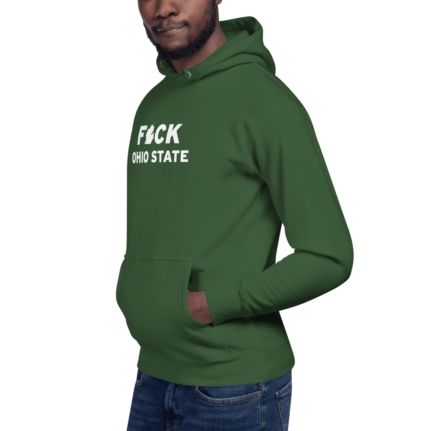 'F*ck Ohio State' Hoodie (White/Navy Type w/ Lower Peninsula Outline ) | Unisex Premium - Circumspice Michigan