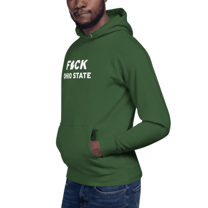 'F*ck Ohio State' Hoodie (White/Navy Type w/ Lower Peninsula Outline ) | Unisex Premium - Circumspice Michigan