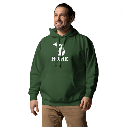 Michigan 'Home' Unisex Premium Hoodie (Woodcut Font w/ MI Outline)