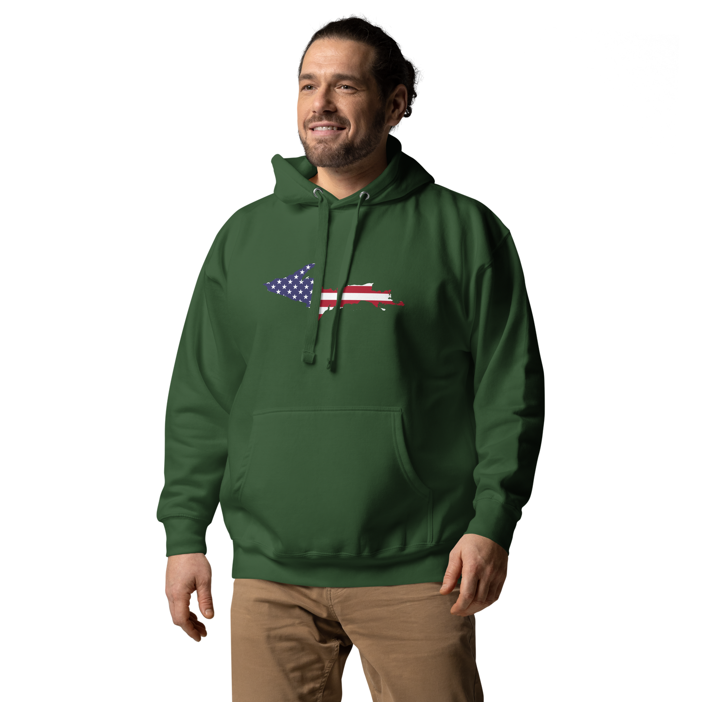 Michigan Upper Peninsula Hoodie (w/ UP USA Flag Outline) | Unisex Premium