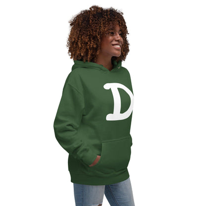 Detroit 'Old French D' Hoodie (White/Navy Full Body Outline) | Unisex Premium - Circumspice Michigan